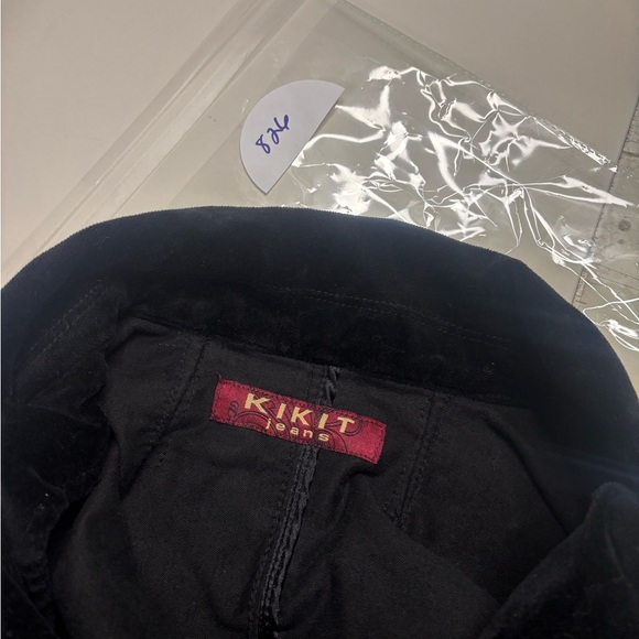 Kikit Short Black Velvet Blazer Jacket Rhinestone Buttons Size XL Y2K - Picture 4 of 8